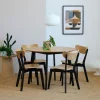 Table ronde en bois chêne/noir D105 + 4 chaises chêne/noir - LETA