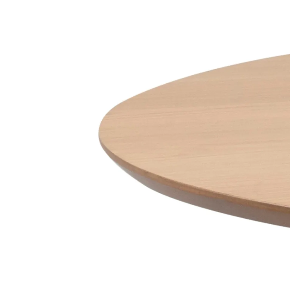 Table ronde en bois chêne/noir D105 + 4 chaises chêne/noir - LETA