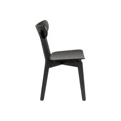 Table ronde en bois noir D105 + 4 chaises en bois noir - LETA