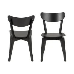 Table ronde en bois noir D105 + 4 chaises en bois noir - LETA