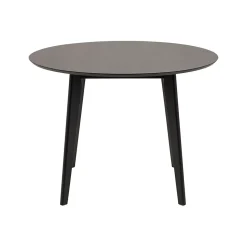 Table ronde en bois noir D105 + 4 chaises en bois noir - LETA