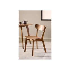 Table ronde en bois noyer D105 + 4 chaises noyer - LETA