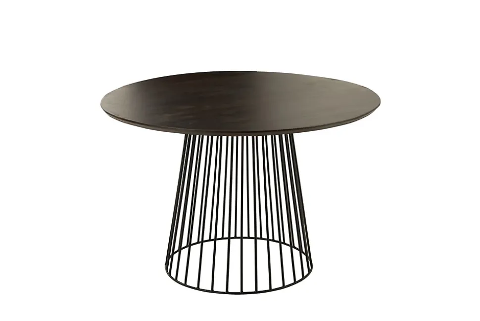 Table ronde en manguier et métal noir 4 personnes D120 - HAZEL