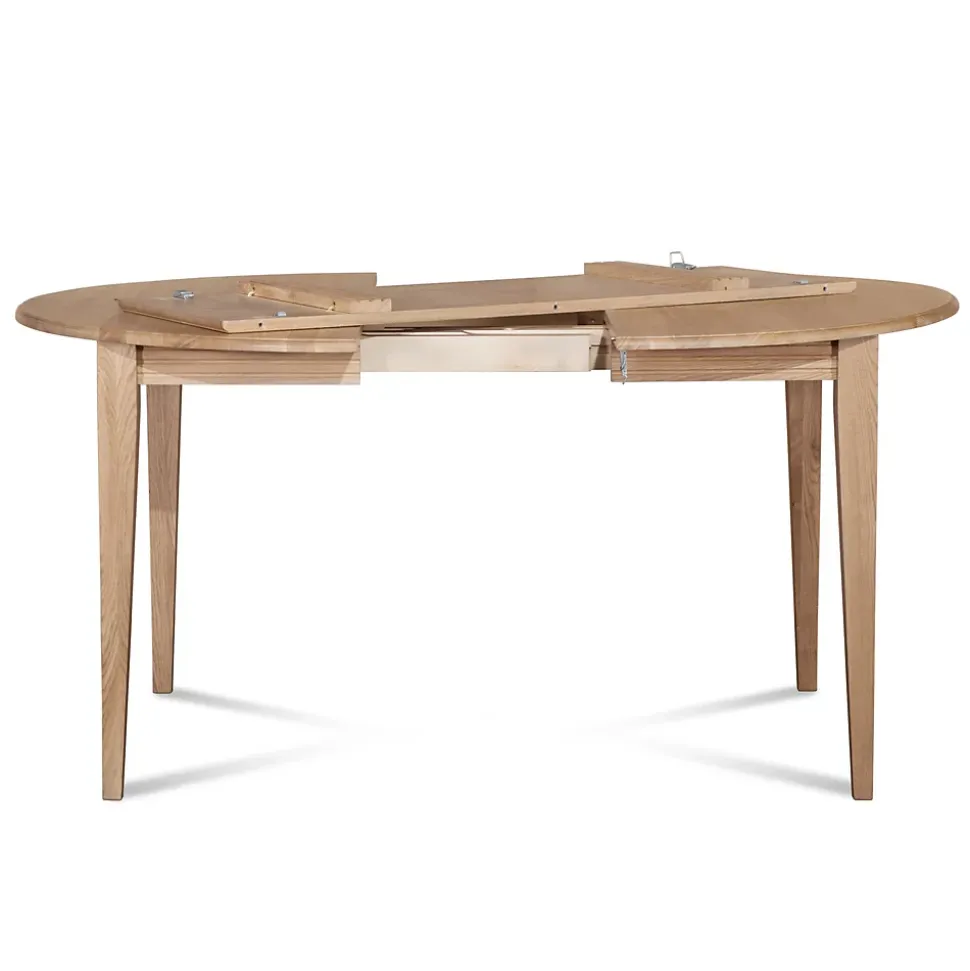 Table ronde extensible pieds fuseau D105 + 4 chaises tissu - VICTORIA