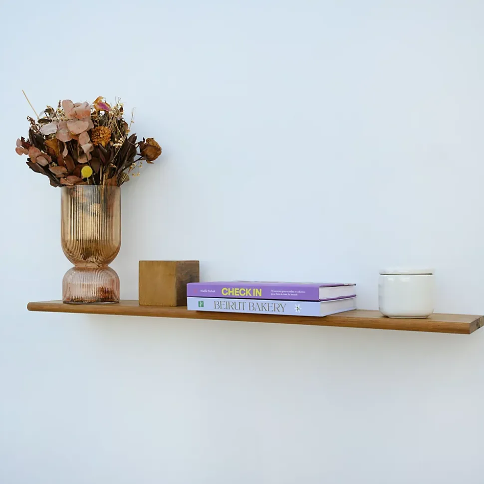 Tablette Bois Teck Huilé Rectangle - Etagère Murale - 18x180x1200mm - Etagère de Bureau, Cuisine, Salle de bain, Salon