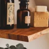Tablette Bois Teck Massif Huilé Rectangle - Bord Naturel Irrégulier - 18x120x900mm - Etagère Murale de Bureau, Cuisine