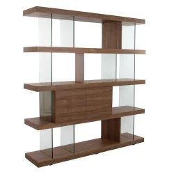 Tablette Élégante en Noyer et Verre Trempé pour un Intérieur Chic
