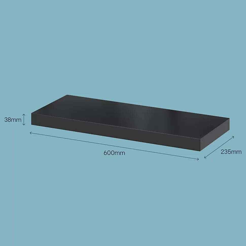 Tablette murale avec fixation invisible GoodHome Cusko noir 60 cm