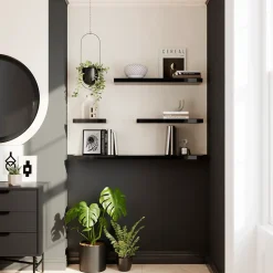 Tablette murale avec fixation invisible GoodHome Cusko noir brillant 30 cm