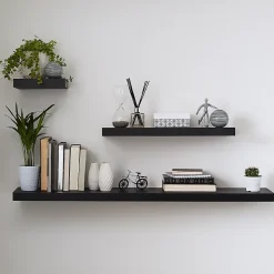 Tablette murale avec fixation invisible GoodHome Cusko noir 80 cm