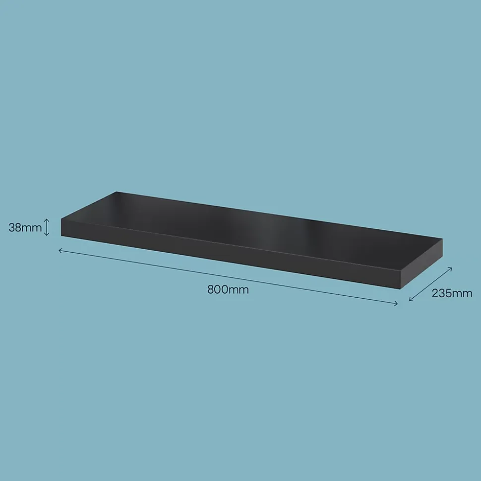 Tablette murale avec fixation invisible GoodHome Cusko noir 80 cm