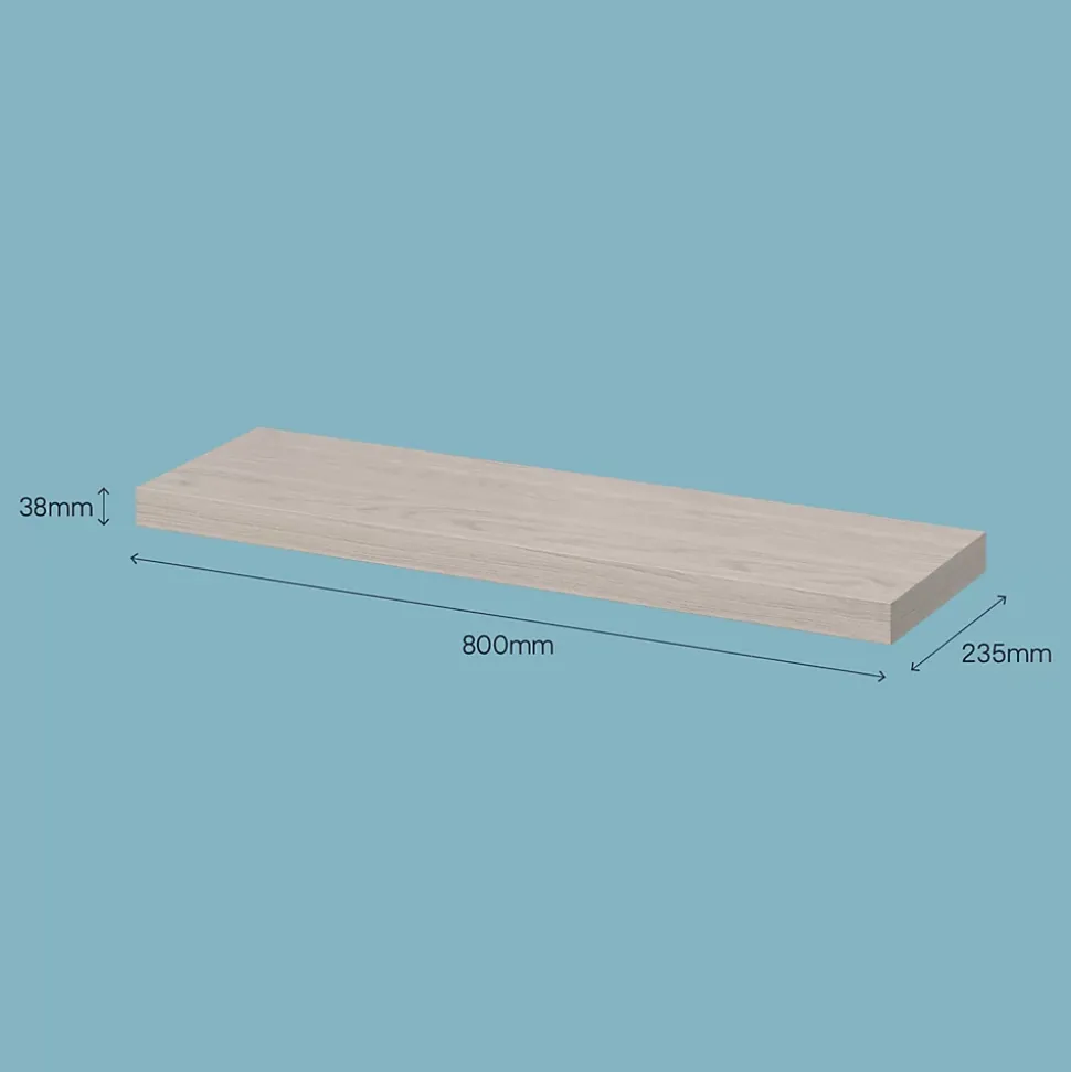 Tablette murale avec fixation invisible GoodHome Cusko effet chêne clair 80 cm
