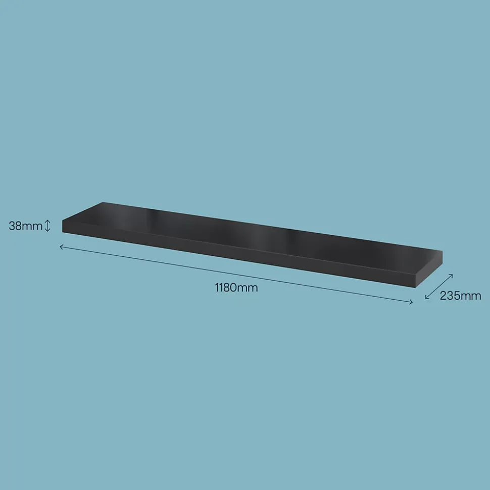 Tablette murale avec fixation invisible GoodHome Cusko noir 118 cm