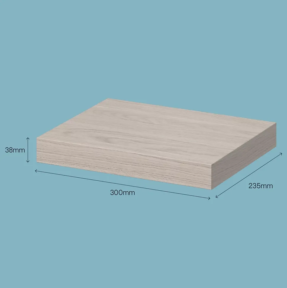 Tablette murale avec fixation invisible GoodHome Cusko effet chêne clair 30 cm
