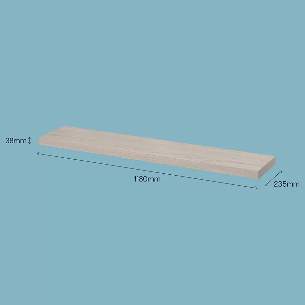 Tablette murale avec fixation invisible GoodHome Cusko effet chêne clair 118 cm