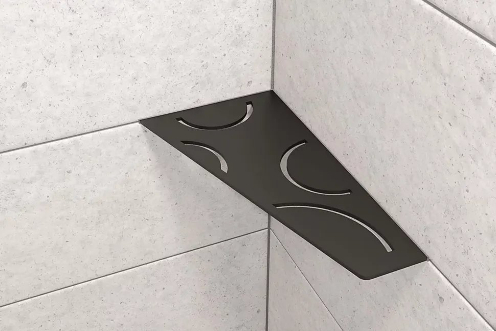 Tablette murale de douche SHELF- E- S3 - CURVE - inox brossé - 62 x 295 x 154 mm