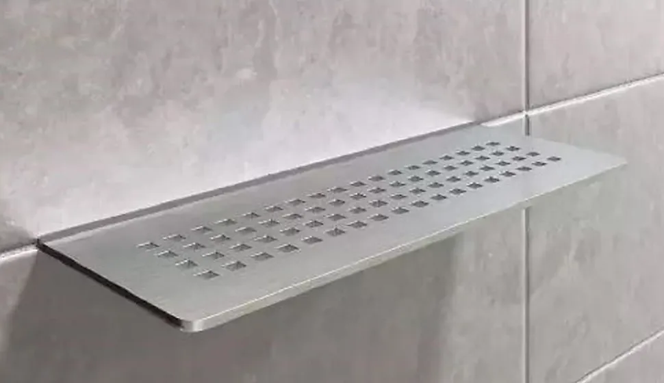 Tablette murale de douche Shelf-W-S1 - Coloris: inox brossé - En acier inoxydable - Dimensions: 300 x 115 mm - Modèle : floral