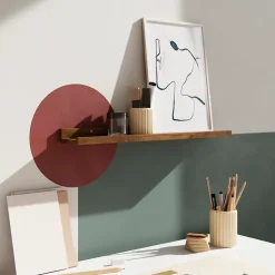 Tablette murale pour cadre photo GoodHome Rigga effet noyer L. 60 cm