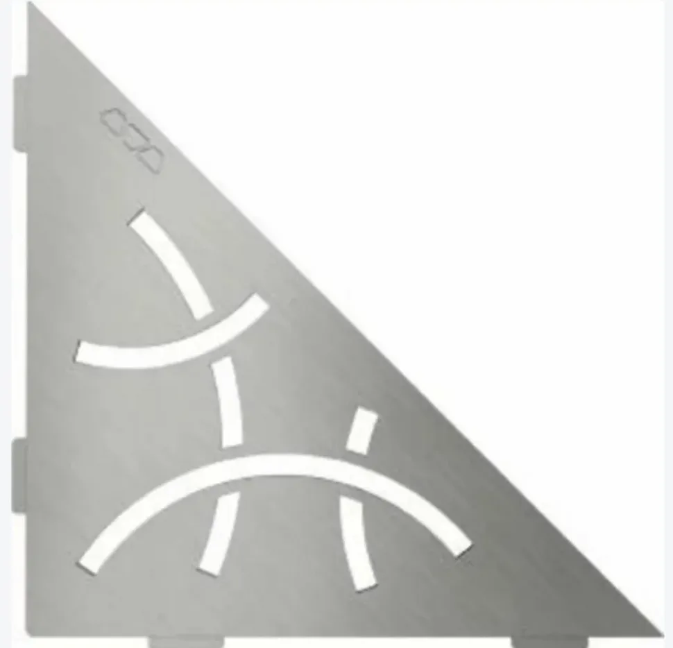 Tablettes d'angle de douche Shelf- E-S1 - FLORAL - Acier inoxydable inox brossé - 210 x 210 mm