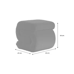 Tabouret / pouf design revêtement bouclette crème 1 place L 43 x P 47 x H 44cm - Sasha