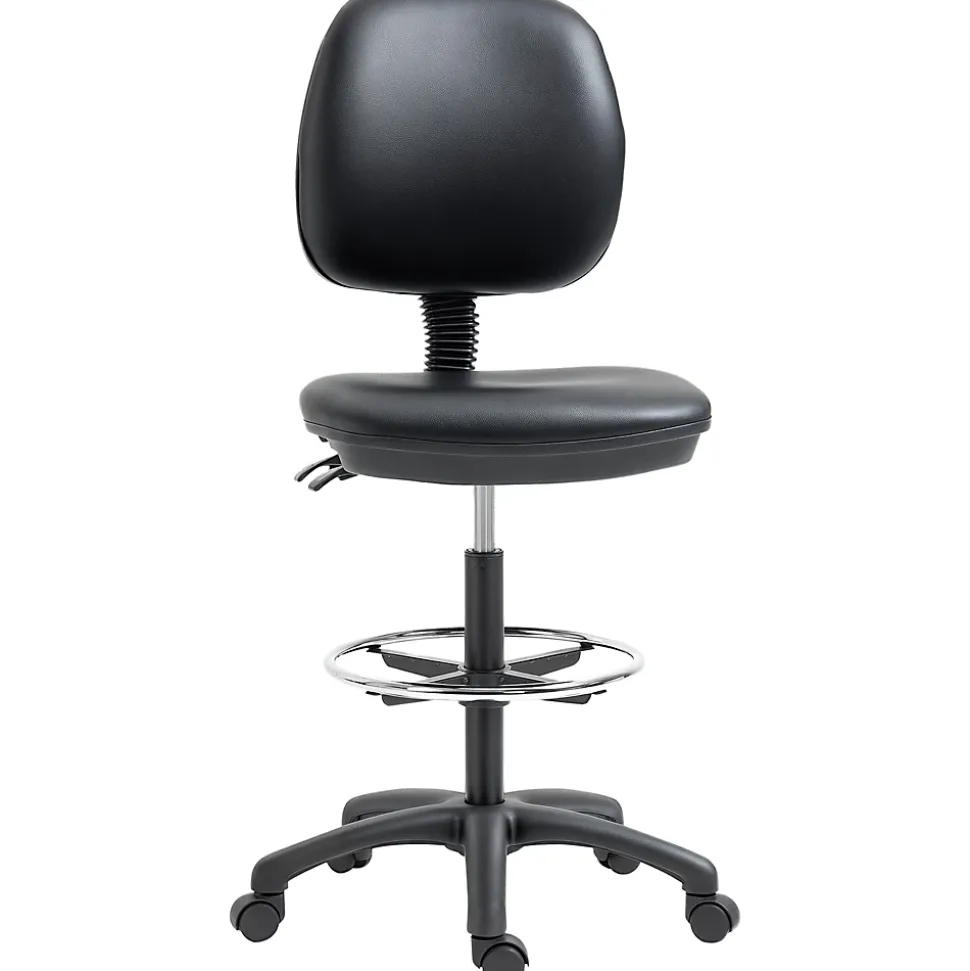 Tabouret à roulettes réglable en hauteur 69-91 cm avec dossier inclinable et repose-pieds réglable