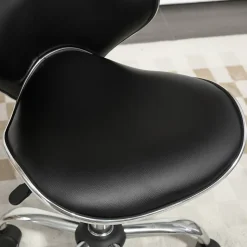 Tabouret à roulettes tabouret de travail hauteur réglable 44-56 cm avec dossier noir