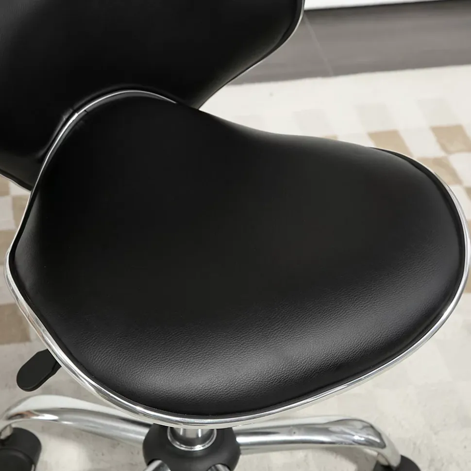 Tabouret à roulettes tabouret de travail hauteur réglable 44-56 cm avec dossier noir