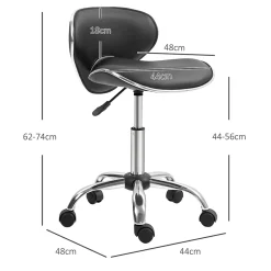 Tabouret à roulettes tabouret de travail hauteur réglable 44-56 cm avec dossier noir