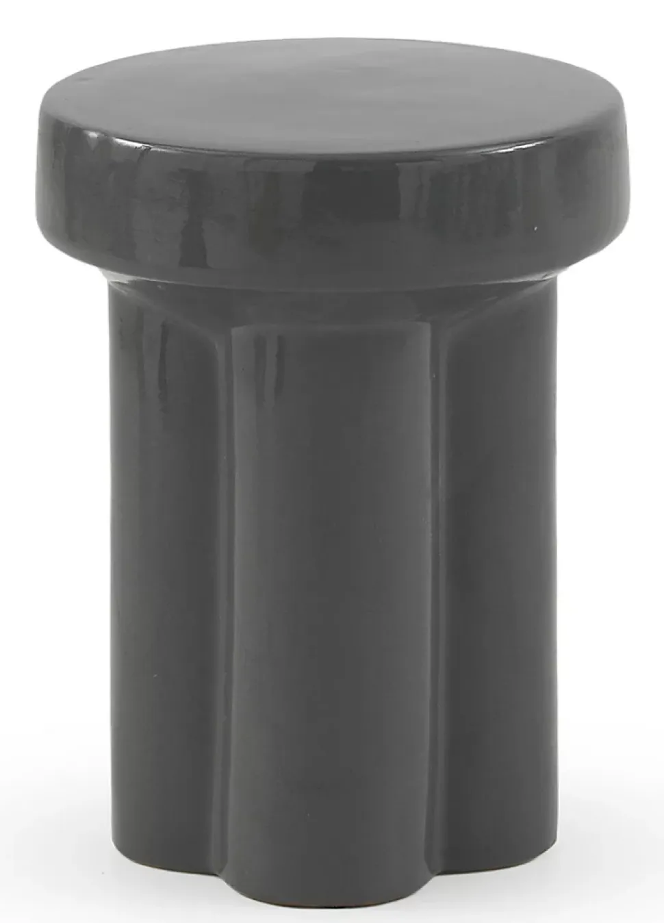 Tabouret / table d'appoint en céramique grise