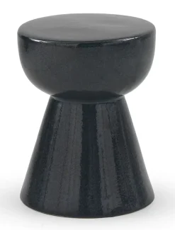 Tabouret / table d'appoint en céramique bleu foncé