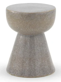 Tabouret / table d'appoint en céramique gris clair
