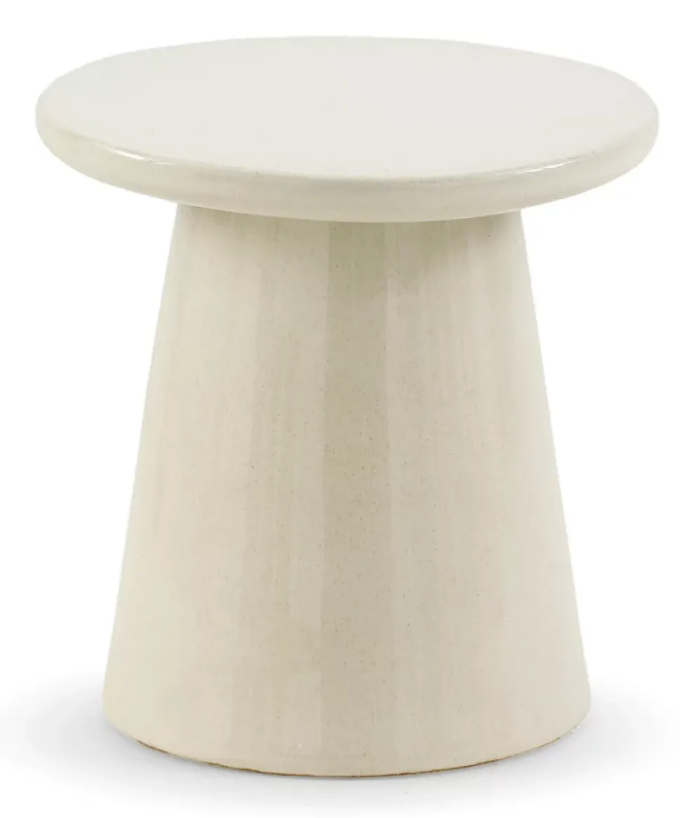 Tabouret / table d'appoint en céramique blanche