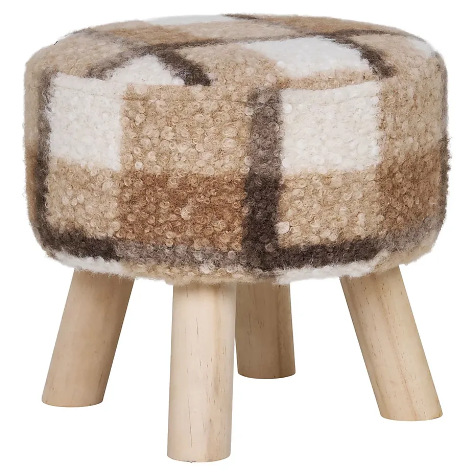 Tabouret Aberdeen en Mélange de Marrons - Design Moderne Diam.31x29 cm, HN1261