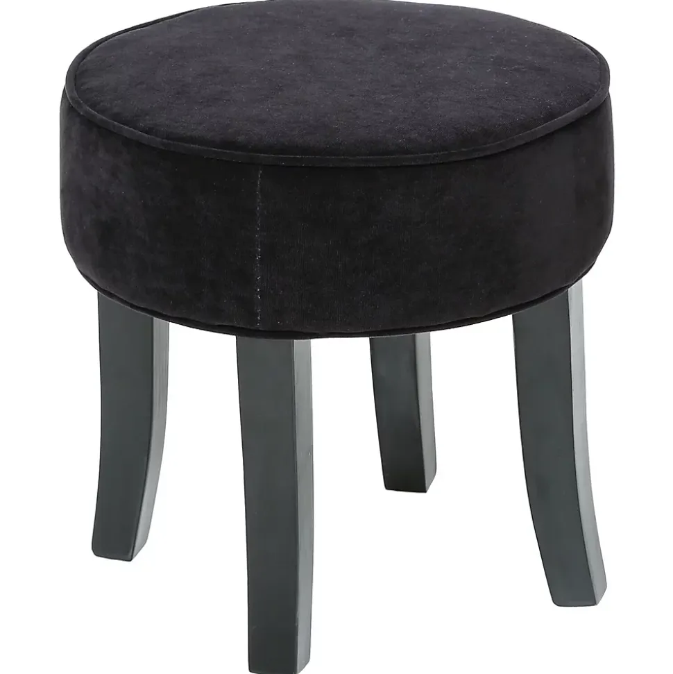 Tabouret Adriel en pin avec assise velours