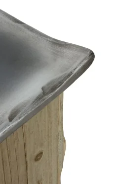 Tabouret avec assise laquée en couleur métallique et base en épicéa