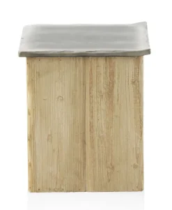 Tabouret avec assise laquée en couleur métallique et base en épicéa