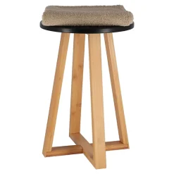Tabouret avec pieds en bambou & plateau noir