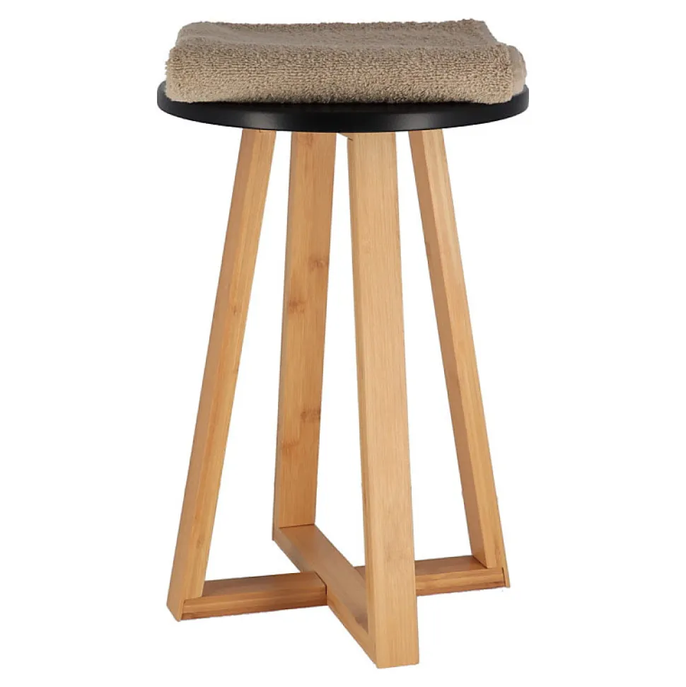 Tabouret avec pieds en bambou & plateau noir