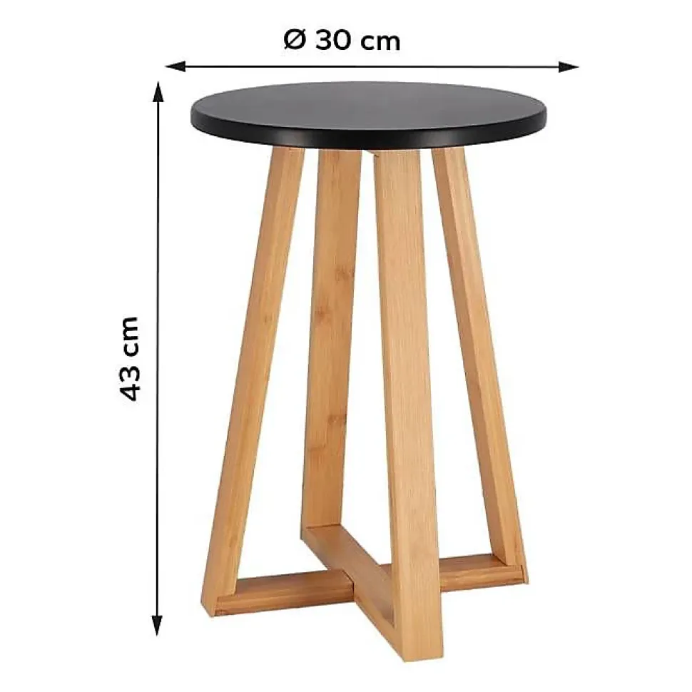 Tabouret avec pieds en bambou & plateau noir