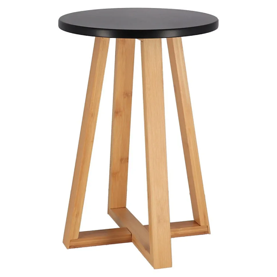 Tabouret avec pieds en bambou & plateau noir