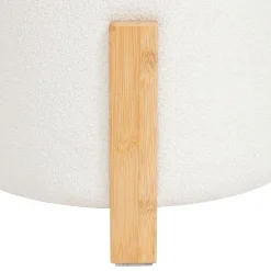 Tabouret Bansa bouclette bambou blanc D37,5x32cm - Atmosphera