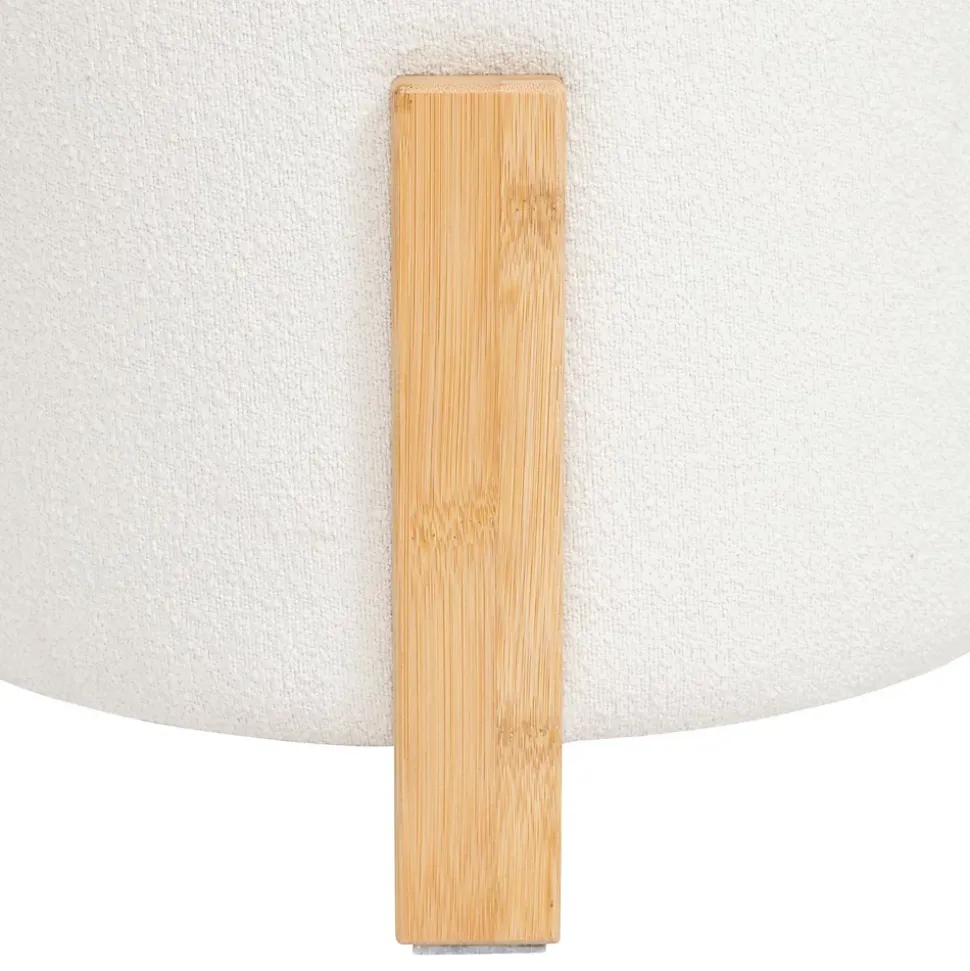 Tabouret Bansa bouclette bambou blanc D37,5x32cm - Atmosphera