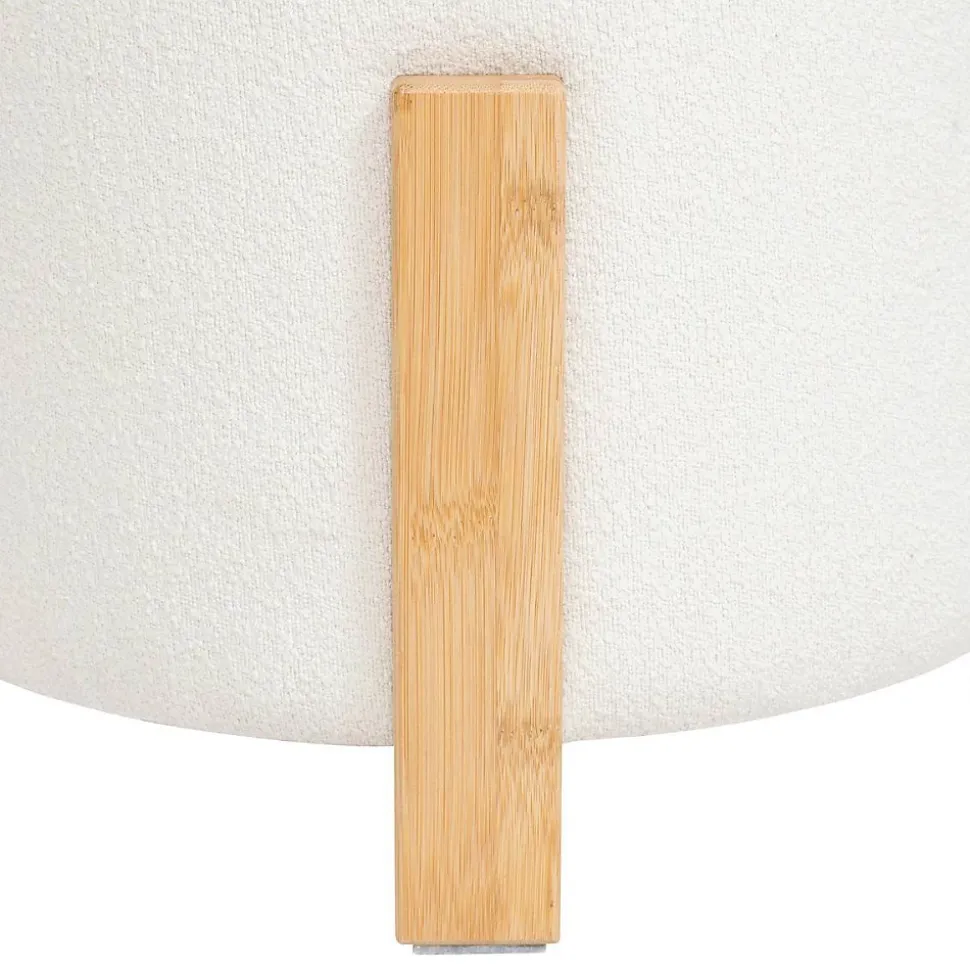 Tabouret Bansa bouclette bambou blanc D37,5x32cm - Atmosphera