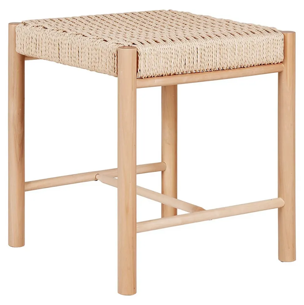 Tabouret Bas Abano, Marron, Bois, 42x42x46,5 cm, Seven Design