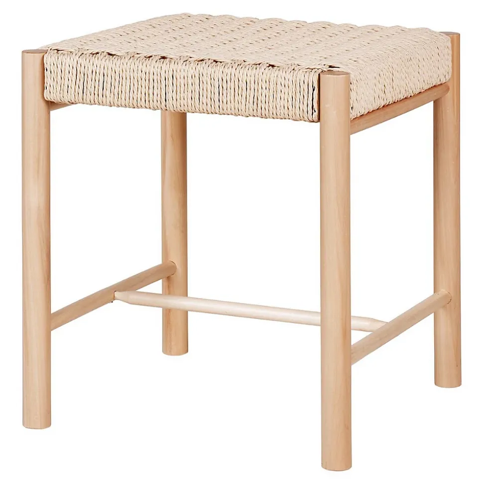 Tabouret Bas Abano, Marron, Bois, 42x42x46,5 cm, Seven Design