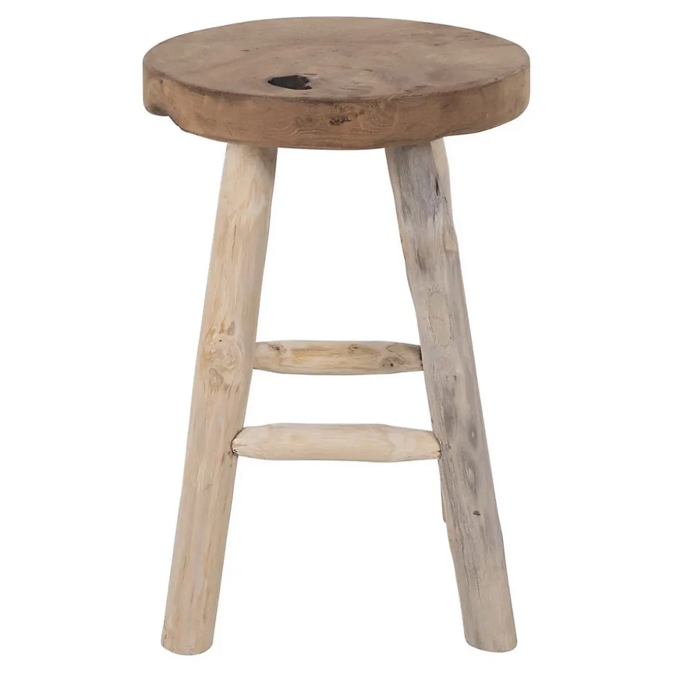 Tabouret Bas Badia, Marron, Bois, 30x30x45 cm, Seven Design