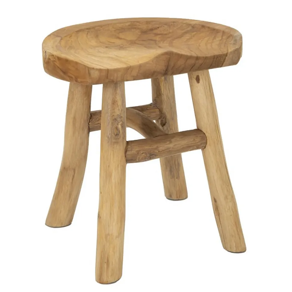 Tabouret Bas Natura 13, Marron, Bois, 40x32x42 cm, Seven Design