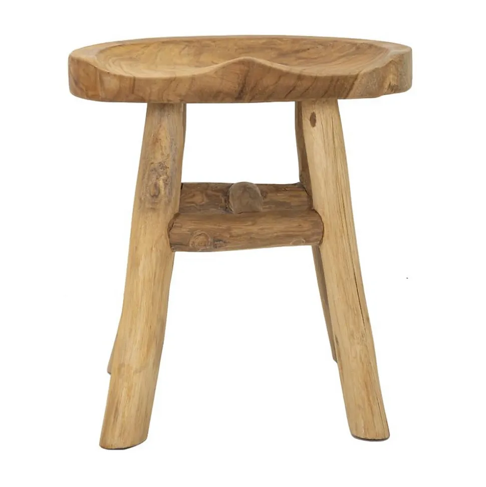Tabouret Bas Natura 13, Marron, Bois, 40x32x42 cm, Seven Design