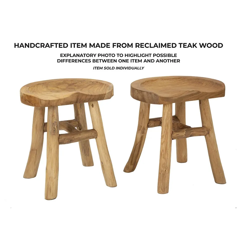 Tabouret Bas Natura 13, Marron, Bois, 40x32x42 cm, Seven Design