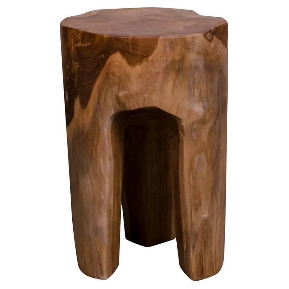 Tabouret Bas Rose, Marron, Bois, 26x26x40 cm, Seven Design